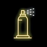 Neon spray bottle icon spraying on dark background vector