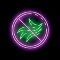 Neon style icon showing banana being thrown away in trashcan vector