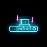 Neon sign representing a game cartridge being inserted into a console vector