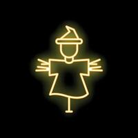 Neon scarecrow glowing on black background vector
