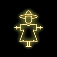 Glowing neon scarecrow standing in the dark vector