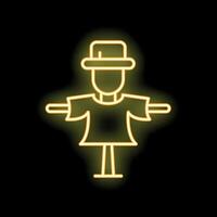 Glowing neon scarecrow standing in the dark vector
