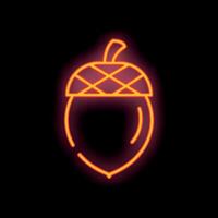 Glowing neon icon of an acorn on a black background vector