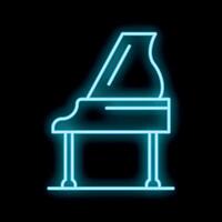 Glowing neon grand piano on a black background vector