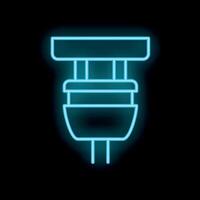 Blue neon light showing modern led light bulb glowing on black background vector