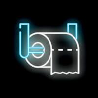 Neon toilet paper roll icon glowing on black background vector