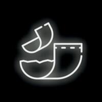 Neon icon of eggshells falling into a bowl representing composting and sustainability vector