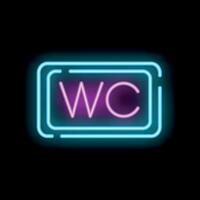 Neon wc sign glowing in the dark vector
