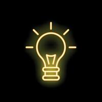 Neon lightbulb shining in the dark representing idea vector
