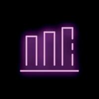 Neon purple glowing bar chart icon showing growth vector