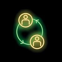 Neon sign representing people exchanging in circular economy business concept vector