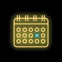 Neon calendar icon showing importance of specific date vector
