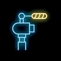 Neon sign of a professional camera recording on tripod vector