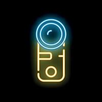 Glowing neon line icon for electronic cigarette, isolated on black background for design vector