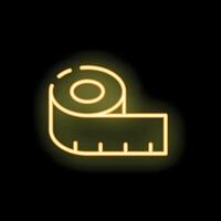 Neon tape measure icon glowing on dark background vector