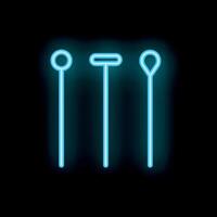 Neon cocktail stirrers glowing on black background vector