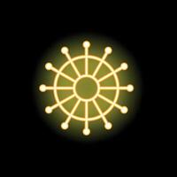 Round glowing neon sign vibrant structure on black background vector
