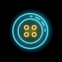 Neon icon of clothing button glowing on dark background vector