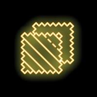 Neon icon representing different textile types glowing on black background vector