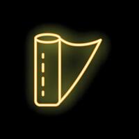 Glowing neon icon of fabric roll on black background vector