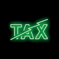 Green neon sign showing tax being canceled with a slash vector