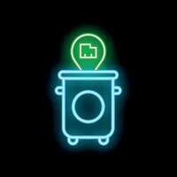Neon trashcan with location pin containing a file folder icon vector
