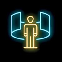 Neon icon of person experiencing virtual reality vector