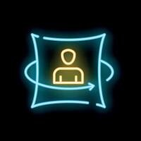 Neon sign representing augmented reality transforming and rotating a person's image vector