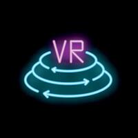 Neon sign representing vr world with arrows forming levels vector