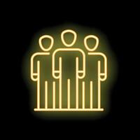 Neon icon of three people standing together representing a team vector