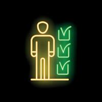 Neon sign of a businessman completing a checklist vector
