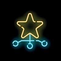 Neon star connecting to network points icon illustration vector