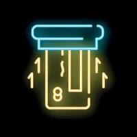 Brightly glowing neon atm with a credit card being inserted and accepted vector