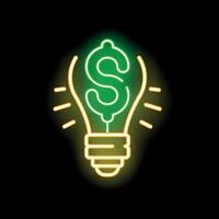 Neon sign representing finding a business idea generating money vector
