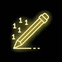 Neon pencil drawing binary code with light effect vector