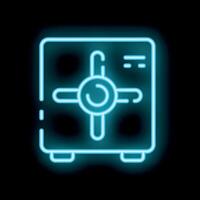 Neon safe shining in the dark representing security vector