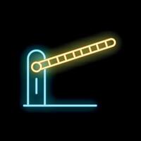 Neon style icon of automatic barrier gate closing vector