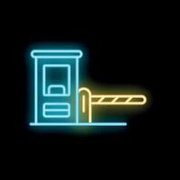 Glowing neon line automatic barrier icon isolated on black background, vector