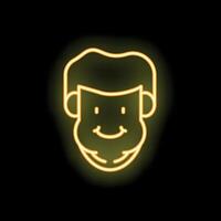Neon sign showing a smiling boy face with big cheeks vector