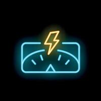 Neon sign showing a battery being charged with a lightning bolt vector