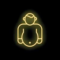 Neon sign of a person with overweight standing on black background vector