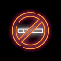 Neon sign representing no smoking area with cigarette crossed out vector