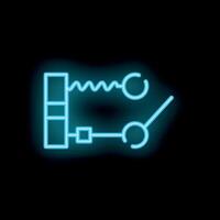 Neon circuit board technology icon glowing on black background vector