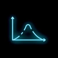 Neon blue normal distribution bell curve graph icon vector