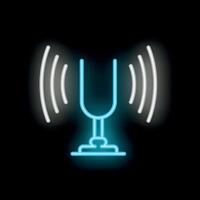 Neon microphone icon glowing on dark background vector