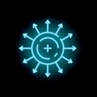 Neon icon of arrows pointing to center target goal achievement vector