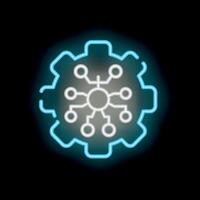Neon style icon of automation process with gear and connections vector