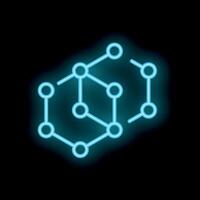 Neon style molecular structure glowing on dark background vector