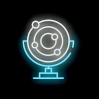 Neon solar system globe glowing on black background vector