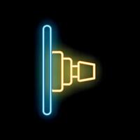 Neon sign showing a dslr camera lens mounted on a body vector